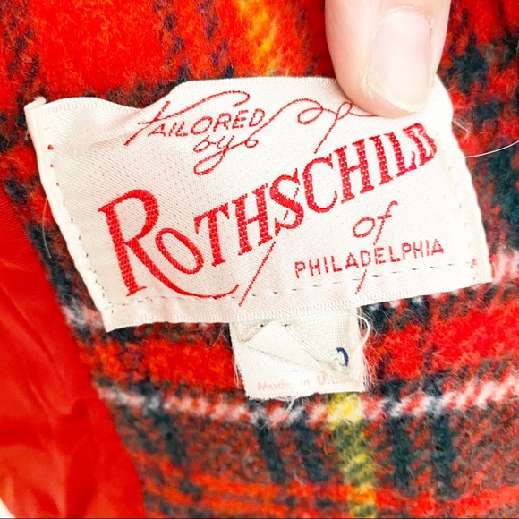 80s Vintage Children’s Kids Rothschild Red Plaid Fit Flare Wool Coat Jacket - Picture 6 of 7